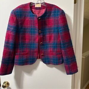 Pendleton Pink and Blue Plaid Blazer